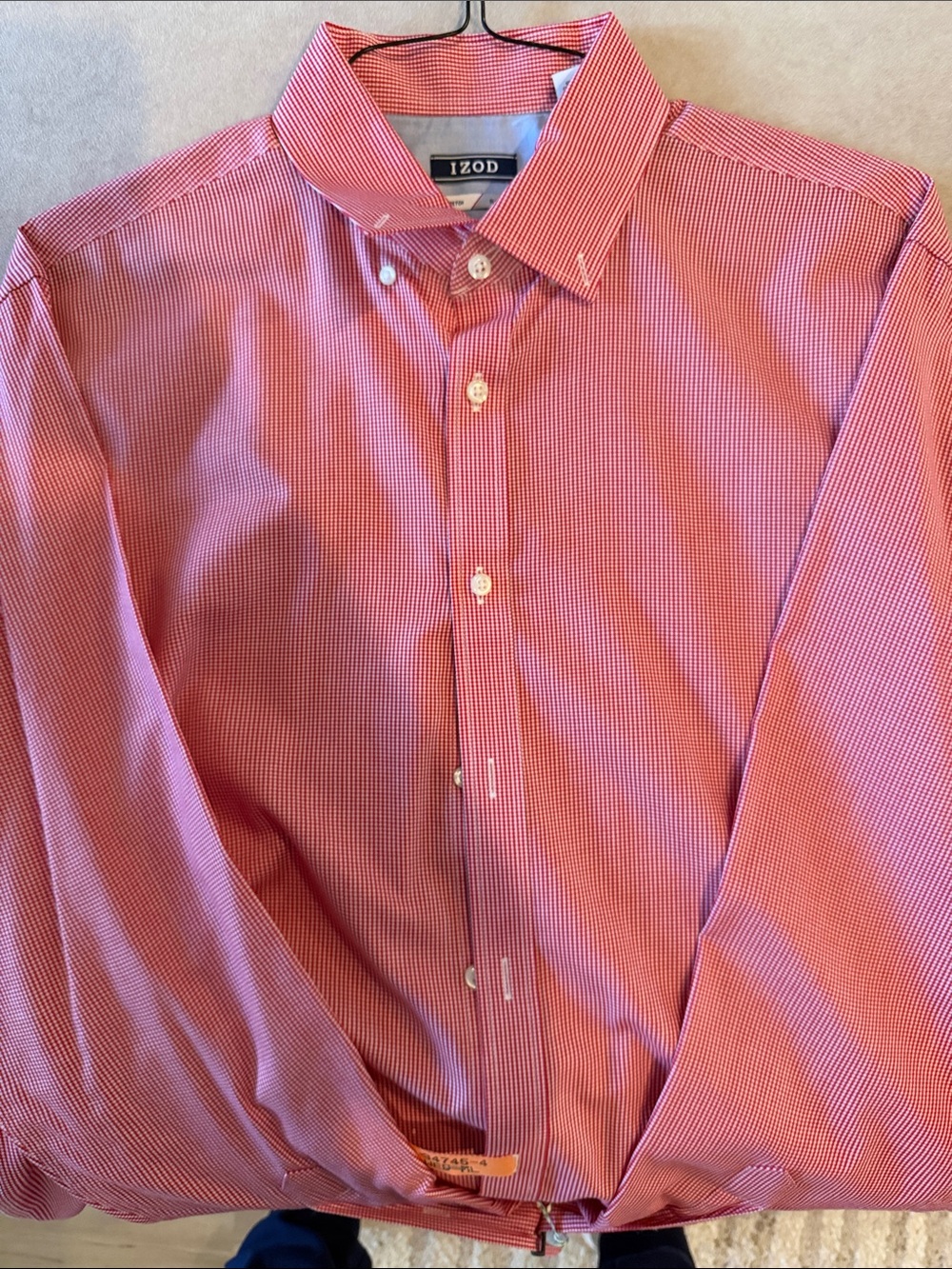 Izod Red Micro-Check Button-Down Shirt